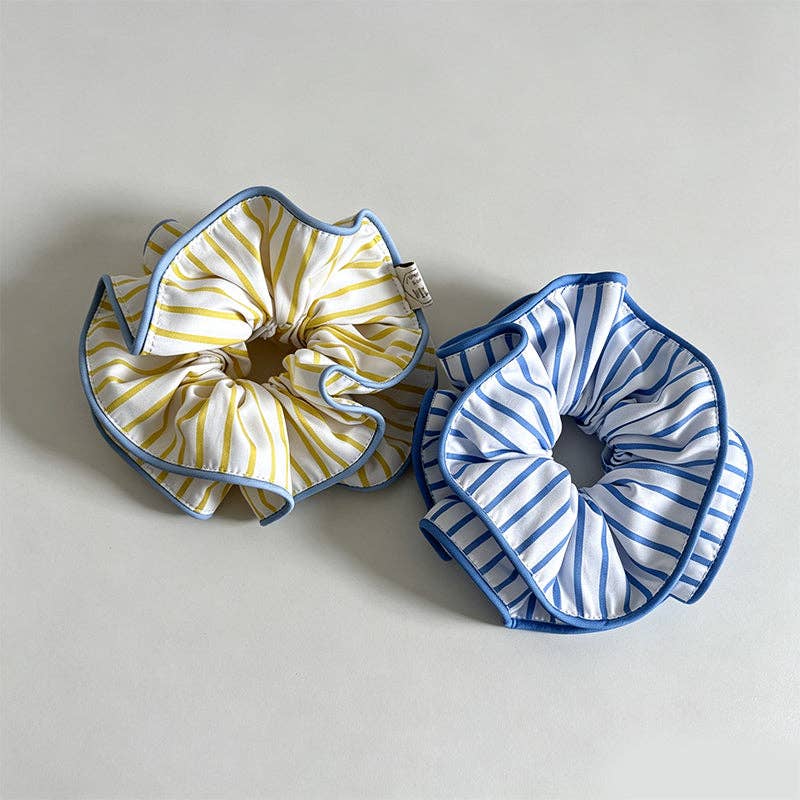 Sunlit Striped Contrast Edge Scrunchie: Yellow / One Size
