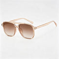 Vintage Double Bridge Square Sunglasses: Brown/Champagne