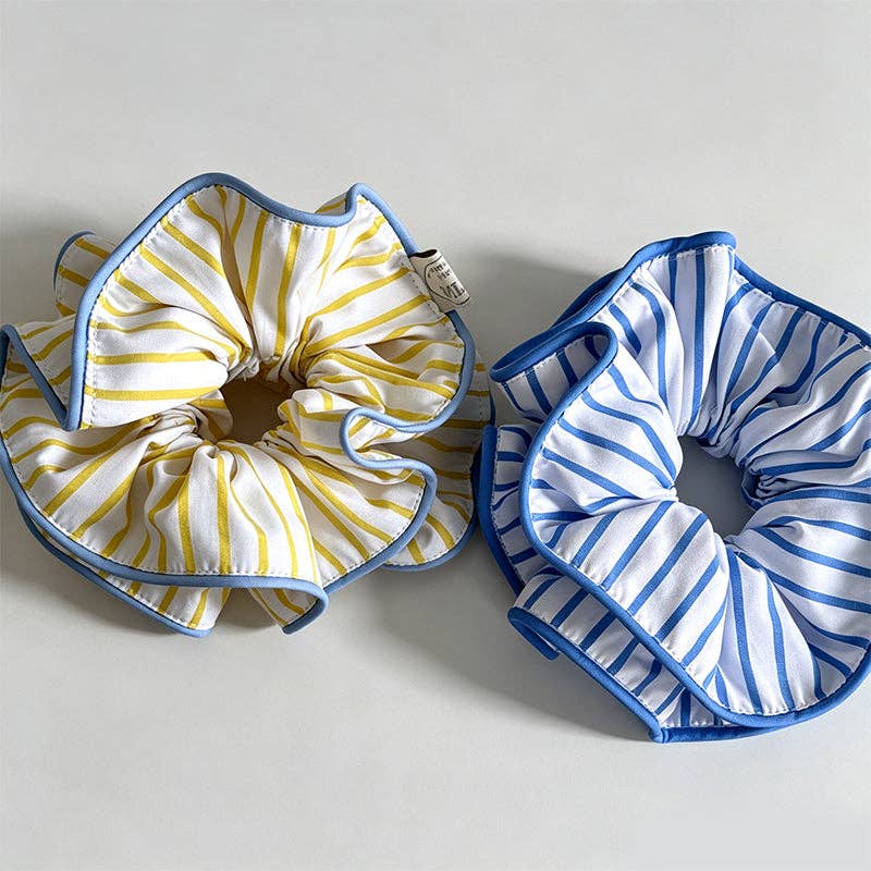 Sunlit Striped Contrast Edge Scrunchie: Yellow / One Size