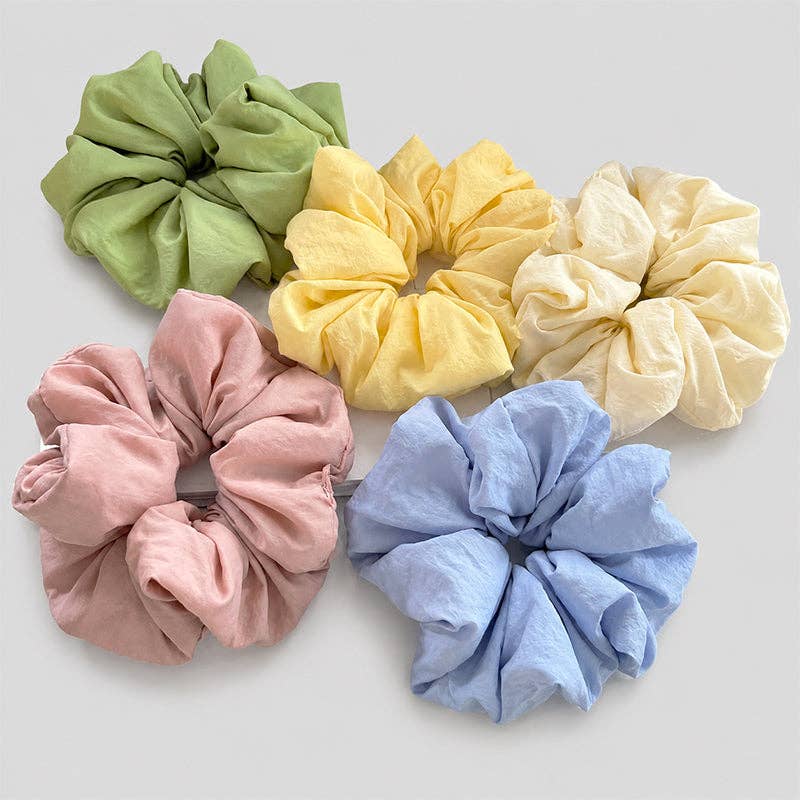 Oversized Solid Color Pastel Scrunchie: Yellow / One Size
