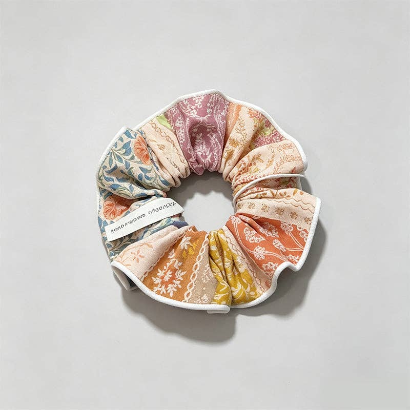 Bohemian Patchwork Floral Calico Scrunchie: Multi Color / One Size