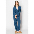 Dolman Sleeve Deep V-neck JUMPSUIT with Pockets: SLATE BLUE / XL