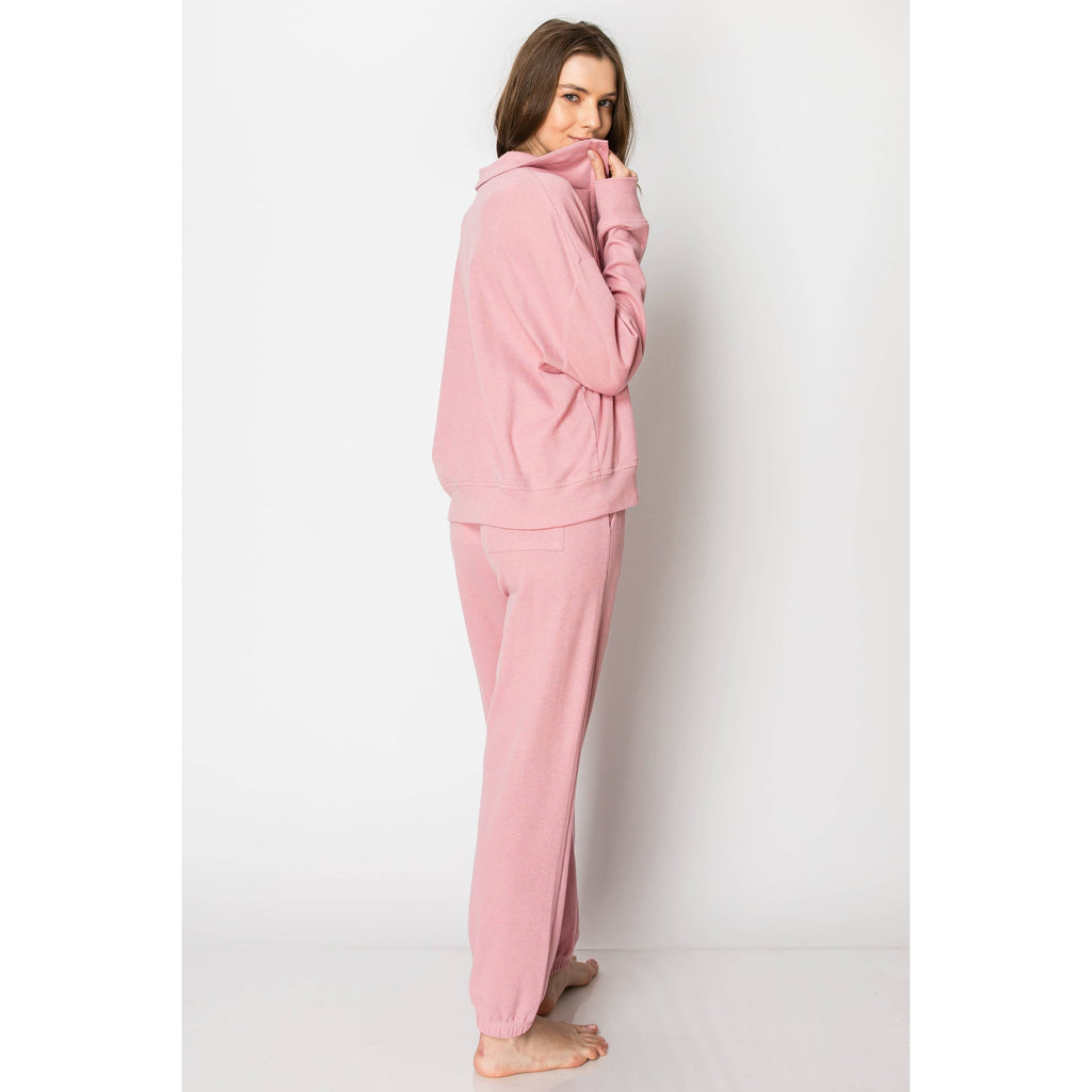Waffle Knit Button Down Jogger Pants Lounge Set