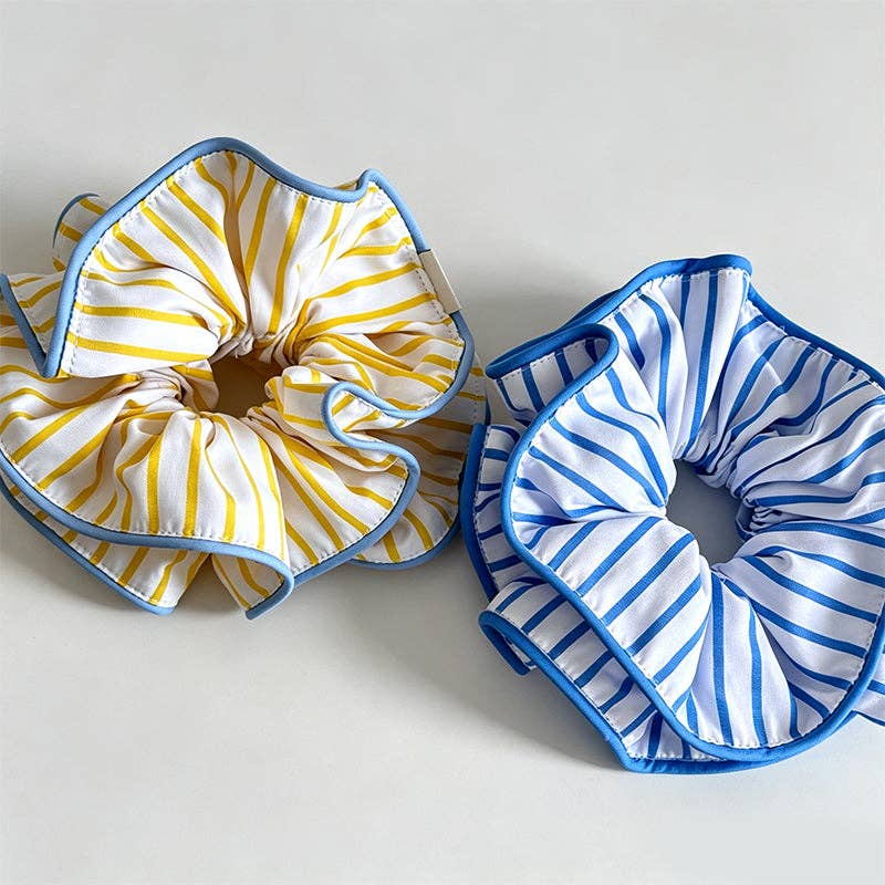 Sunlit Striped Contrast Edge Scrunchie: Yellow / One Size