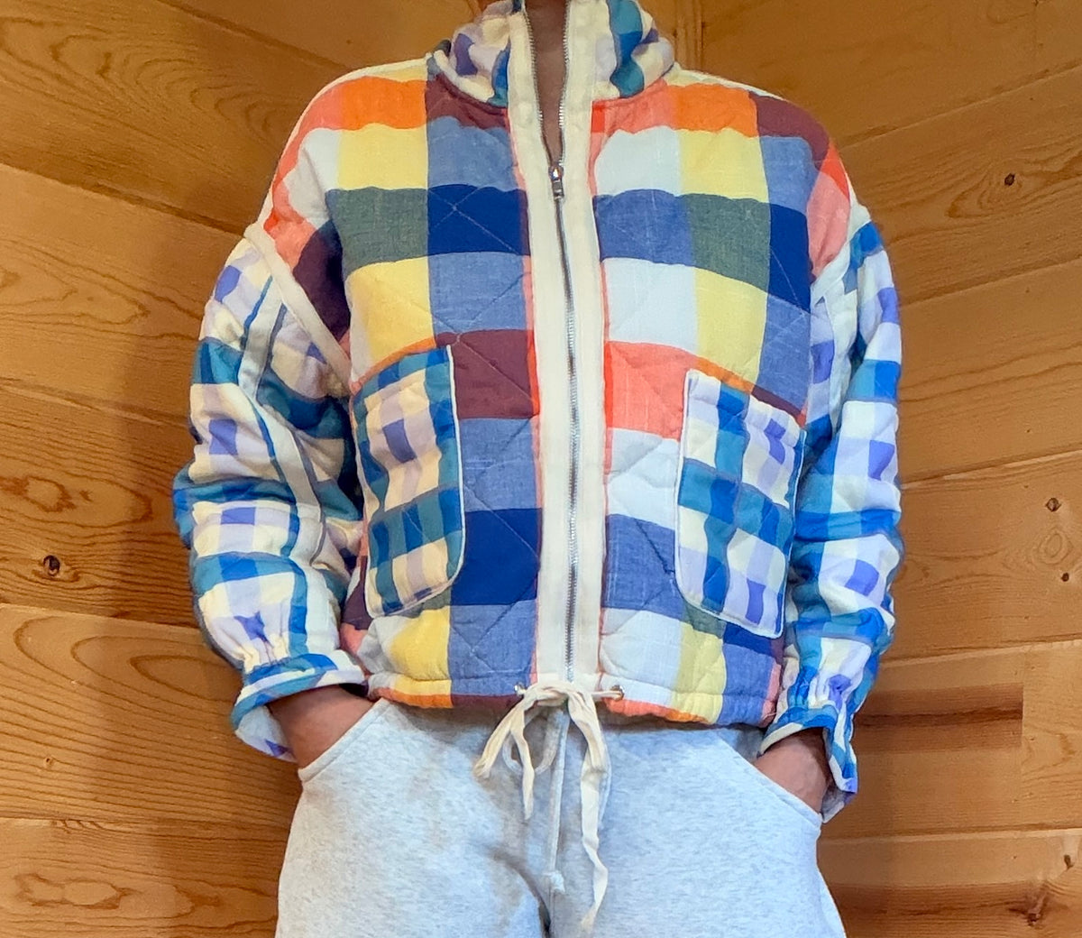 Quilted Patchwork Puffer Blue Combo