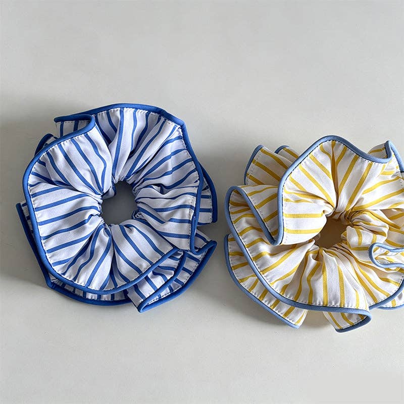 Sunlit Striped Contrast Edge Scrunchie: Yellow / One Size
