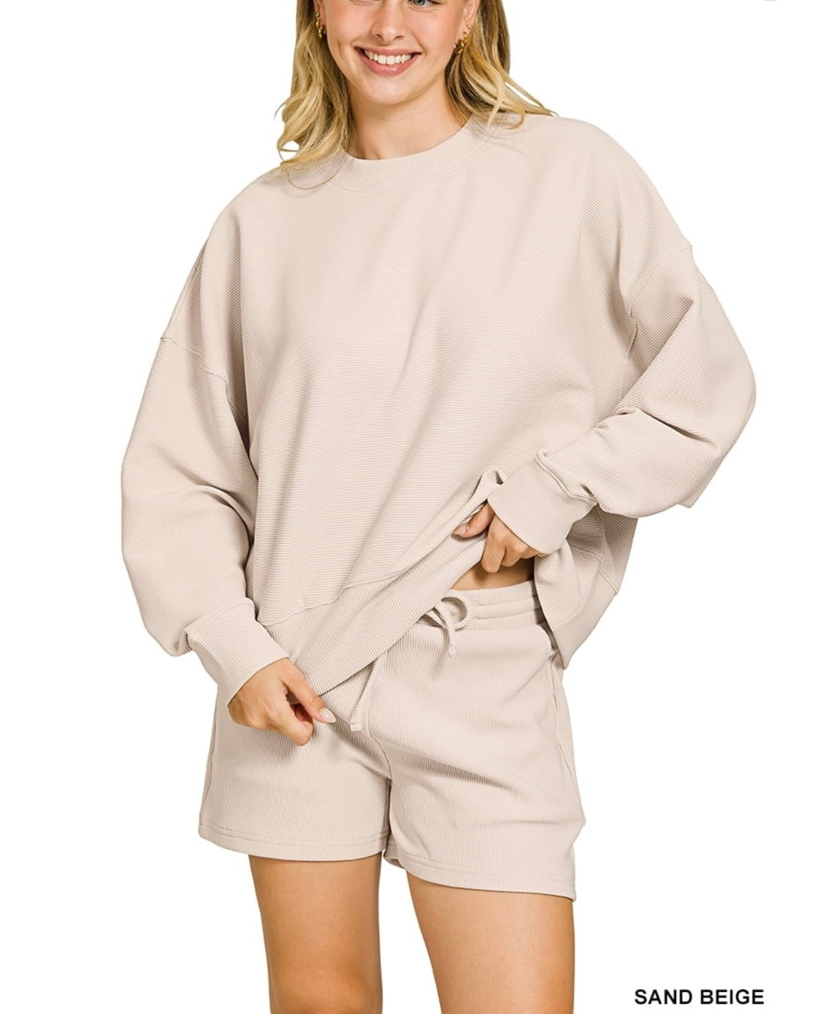 Ribbed Balloon Sleeve Set