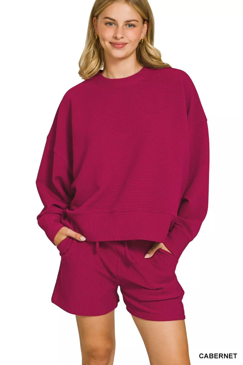 Ribbed Balloon Sleeve Set
