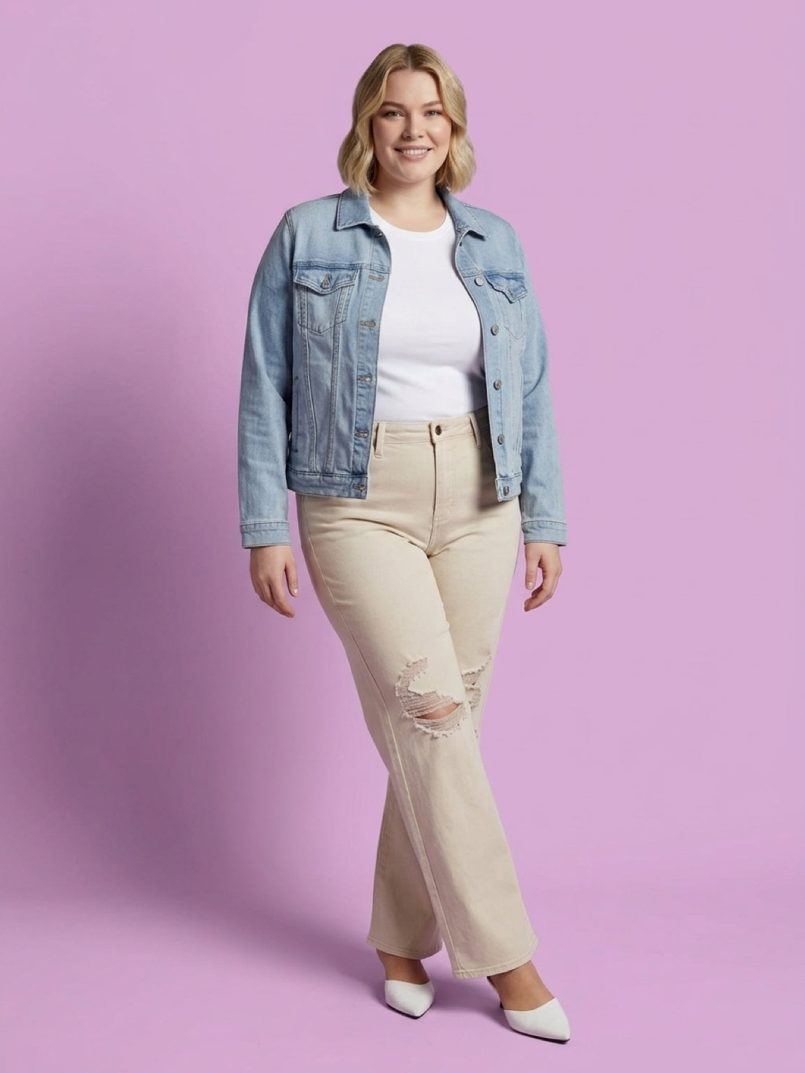 Judy Blue High Waist Garment Dyed Bone 90's Straight Denim Jeans - Plus