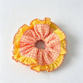 Ruffle Grid Orange Scrunchie