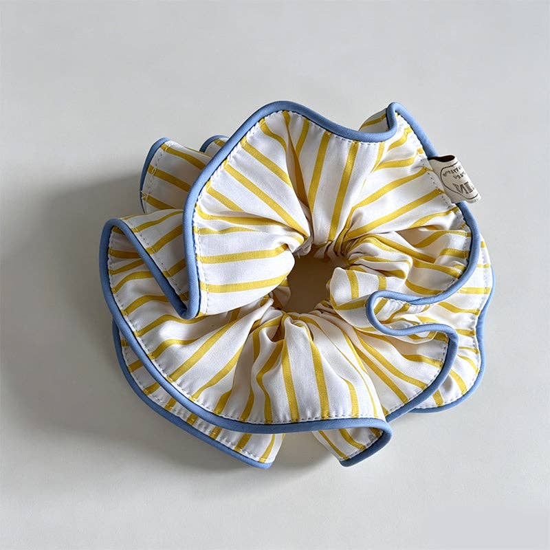 Sunlit Striped Contrast Edge Scrunchie: Yellow / One Size