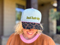 Embroidered Baseball Cap - "Bad Hair Day" - Light Blue